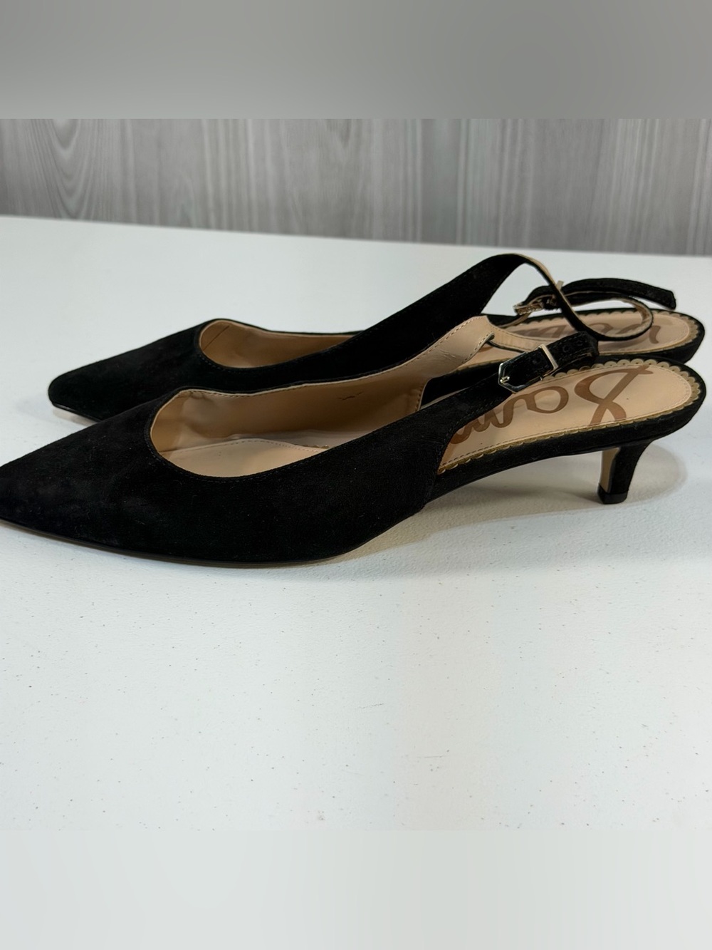 Sam Edelman Ludlow Suede Black Kitten Heels Pointed Toe Sling back Women’s 9.5 - Picture 4 of 4
